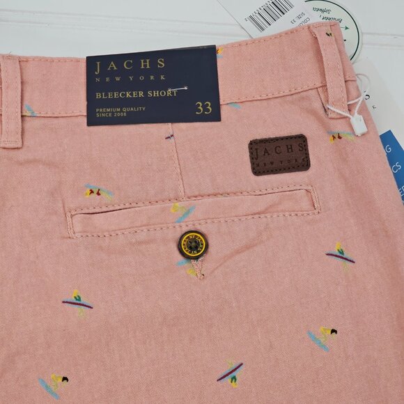 Jachs Men's Pink Surfer Print Stretch Twill Chino Bleecker Shorts Size 33 NWT - Picture 6 of 15